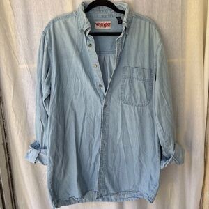 Vintage Wrangler Denim Blue Button Down Shirt